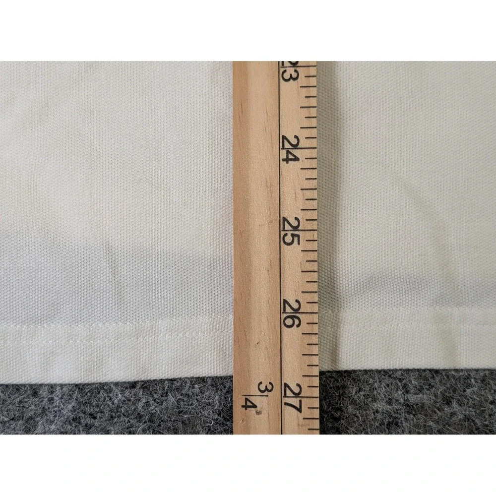 Banana Republic Mens L Fitted Polo Shirt Cream Navy Blue Striped Cotton EUC